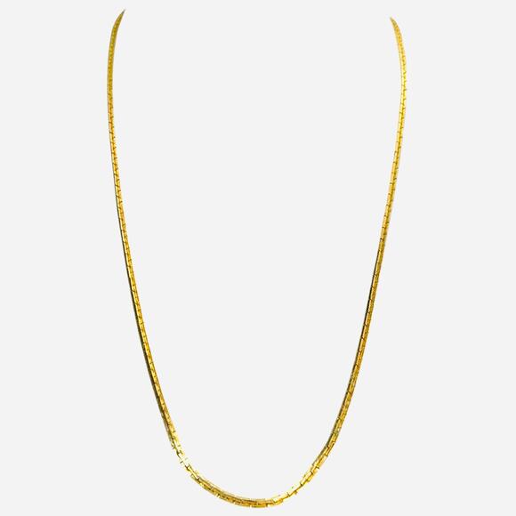 Vintage Gold Tone Square Line Chain Necklace - Picture 3 of 4